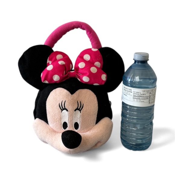 Disney Minnie Mouse Plush Zippered Bag Purse Handbag  Black, Pink - Picture 3 of 6